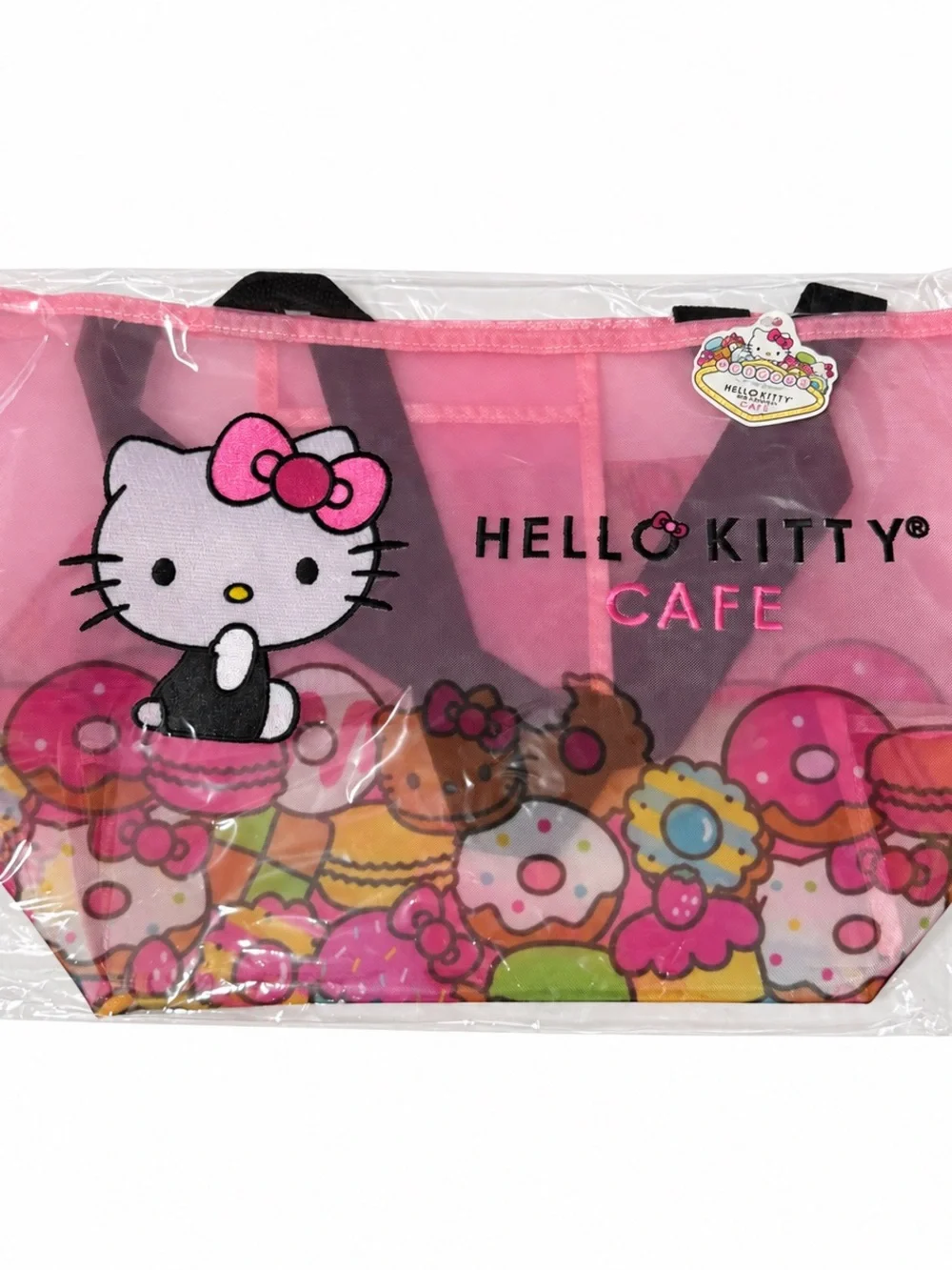 New Hello Kitty Pink Cafe Beach Bag Tote with Dessert Print